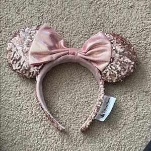 Original Disney Rosegold Sequin Minnie Mouse Ears Headband